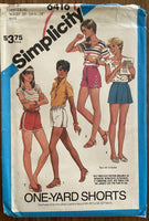 Simplicity 9028 vintage 1980s skirt, pants and shorts sewing