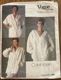 Vogue 1509 vintage 1980s designer Calvin Klein shirt sewing pattern wounded Bust 31 1/2 inches