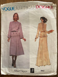 Vogue 1983 vintage 1970s Vogue American Designer Albert Nipon top, skirt and belt sewing pattern. Bust 34 inches