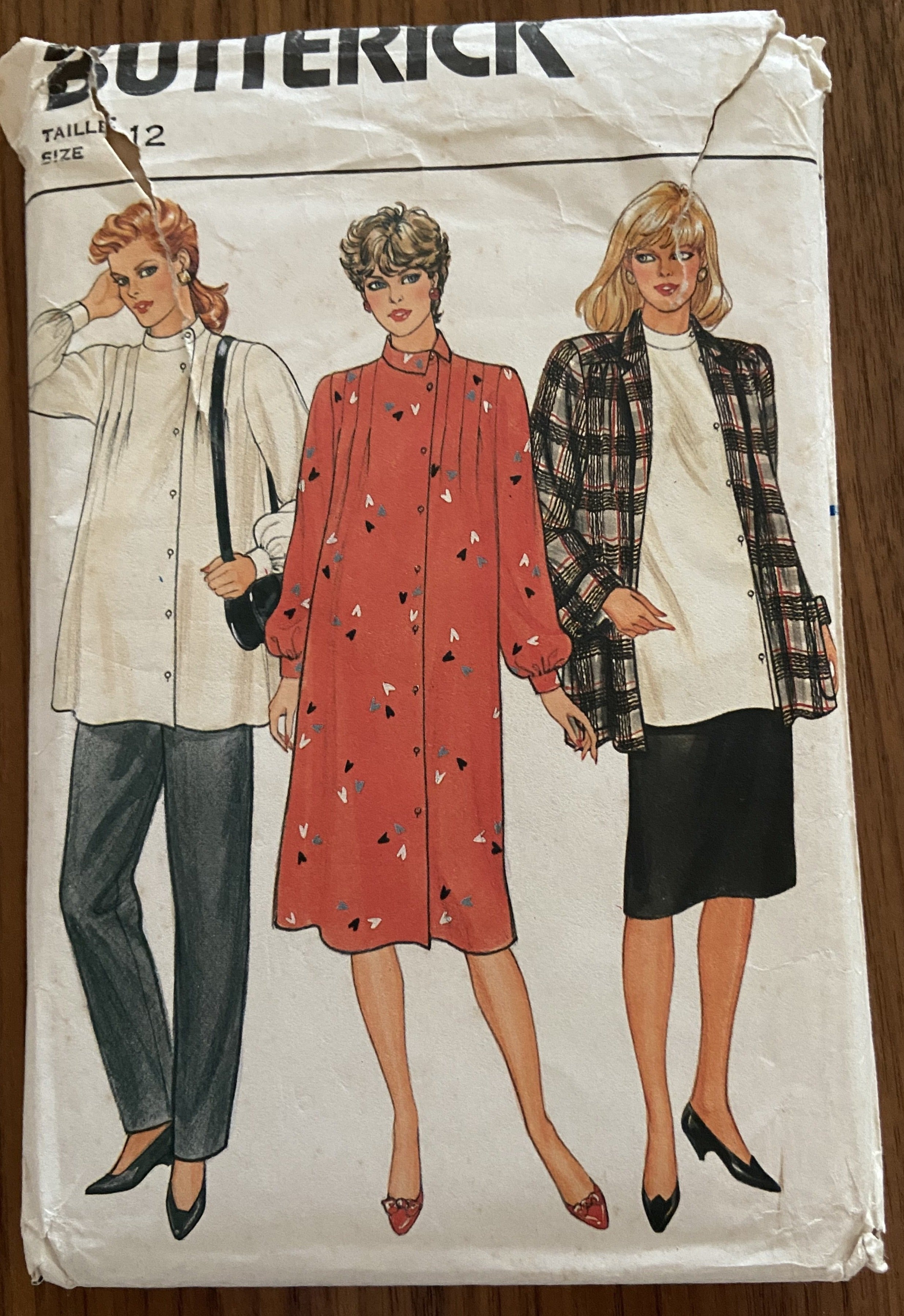 Butterick 6096 vintage 1980s maternity jacket, dress, top, skirt and pants sewing pattern