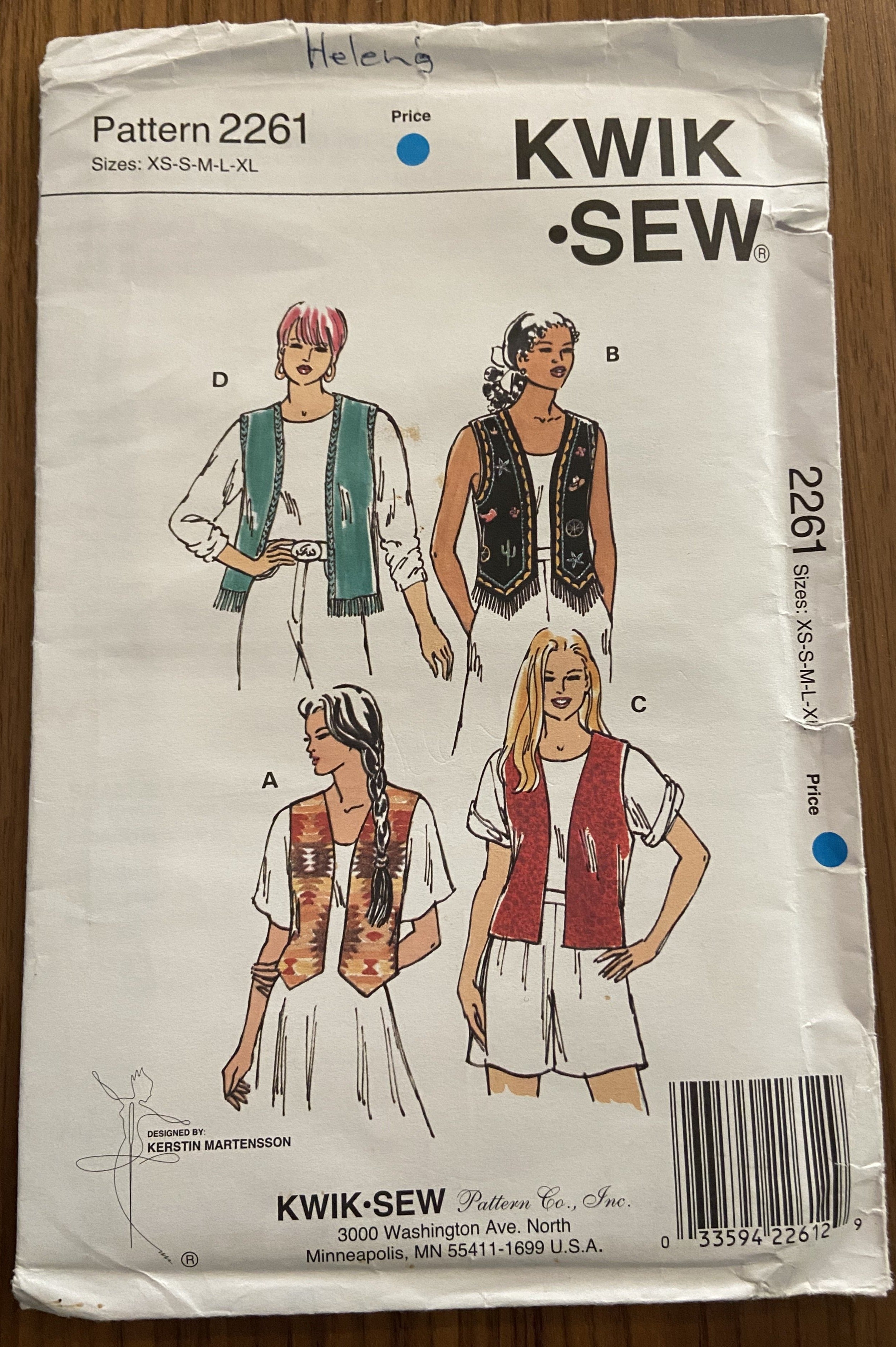 Kwik sew 2261 vintage 1970s jumpsuit and vest pattern Bust 31 1/2 to 45 inches