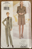 very easy Vogue 9908 vintage 1990s jacket, pants and skirt petite sewing pattern Bust 30 1/2, 31 1/2, 32 1/2 inches