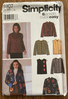 Simplicity 5907 2002 sewing pattern jacket and vest larger sizes bust 40-46 inches