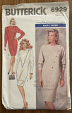 Butterick 6929 vintage 1980s dress pattern Bust 36, 38, 40 inches