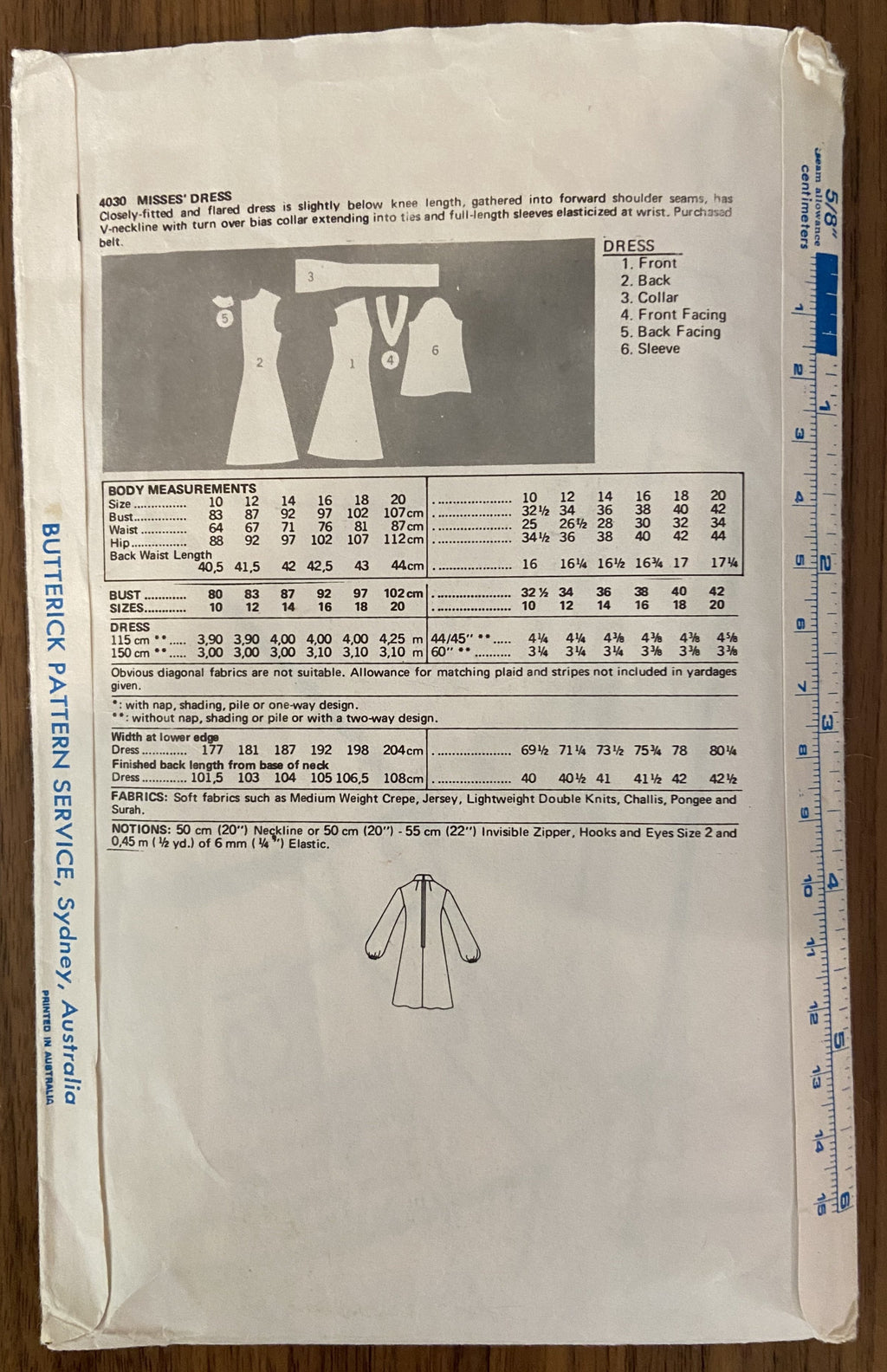 Butterick 4030 vintage 1970s dress pattern