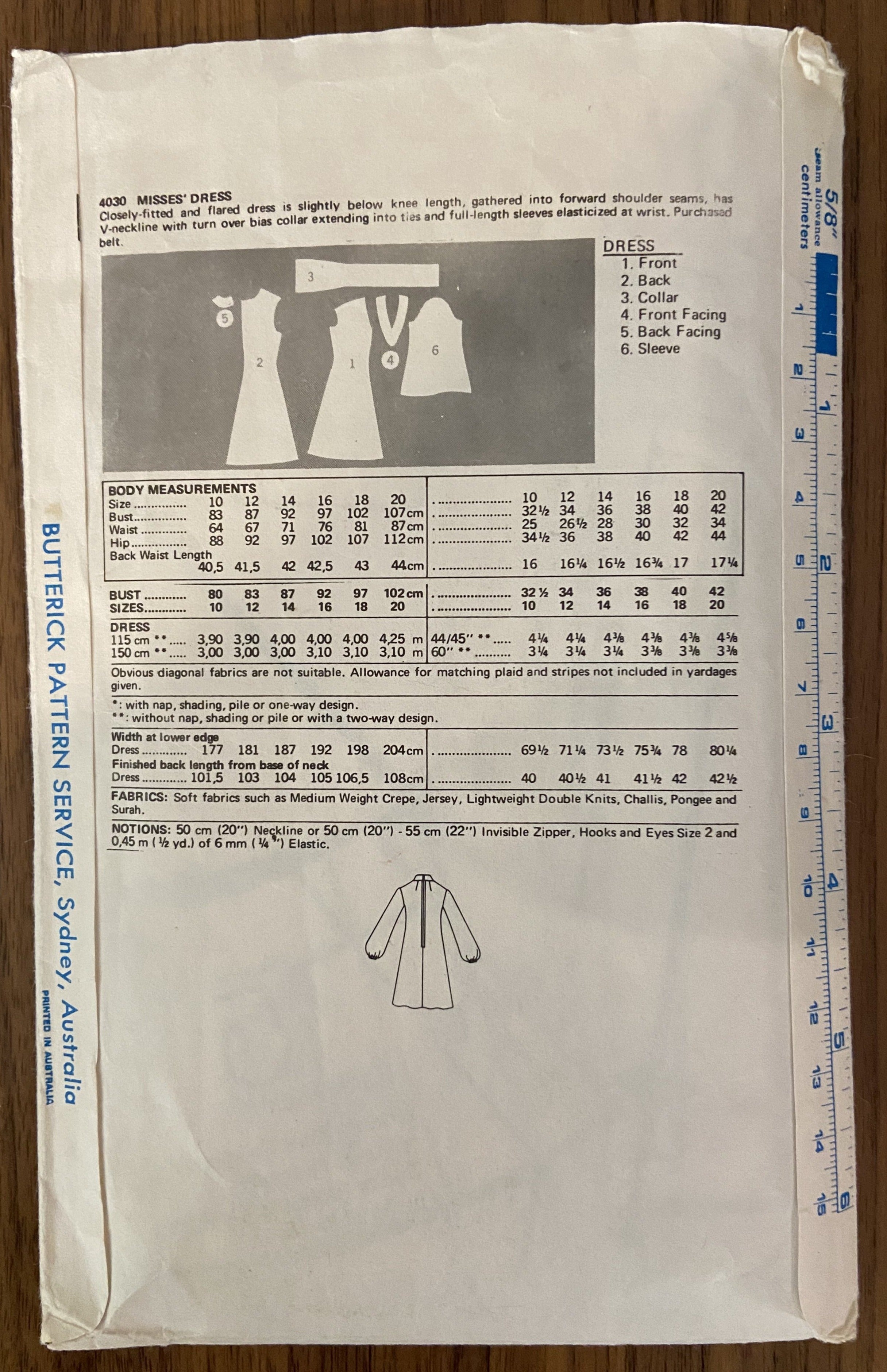 Butterick 4030 vintage 1970s dress pattern