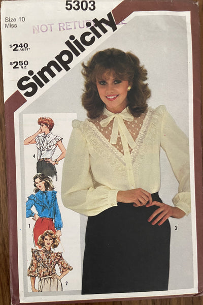 Simplicity 5303 vintage 1980s blouse sewing pattern