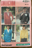 Butterick 4291 vintage 1980s  jacket pattern. Bust 30 1/2 - 31 1/2 - 32 1/2 inches.
