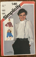 Simplicity 5485 vintage 1980s blouse sewing pattern