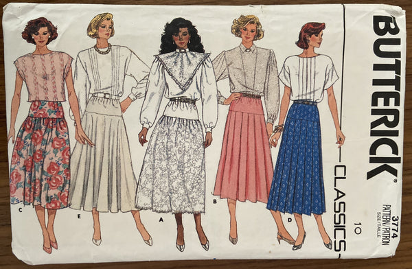 Butterick 3774 vintage 1980s skirts pattern