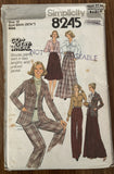 Simplicity 8245 vintage 1970s blouset, skirt, jacket and pants pattern 32 1/2 inch bust