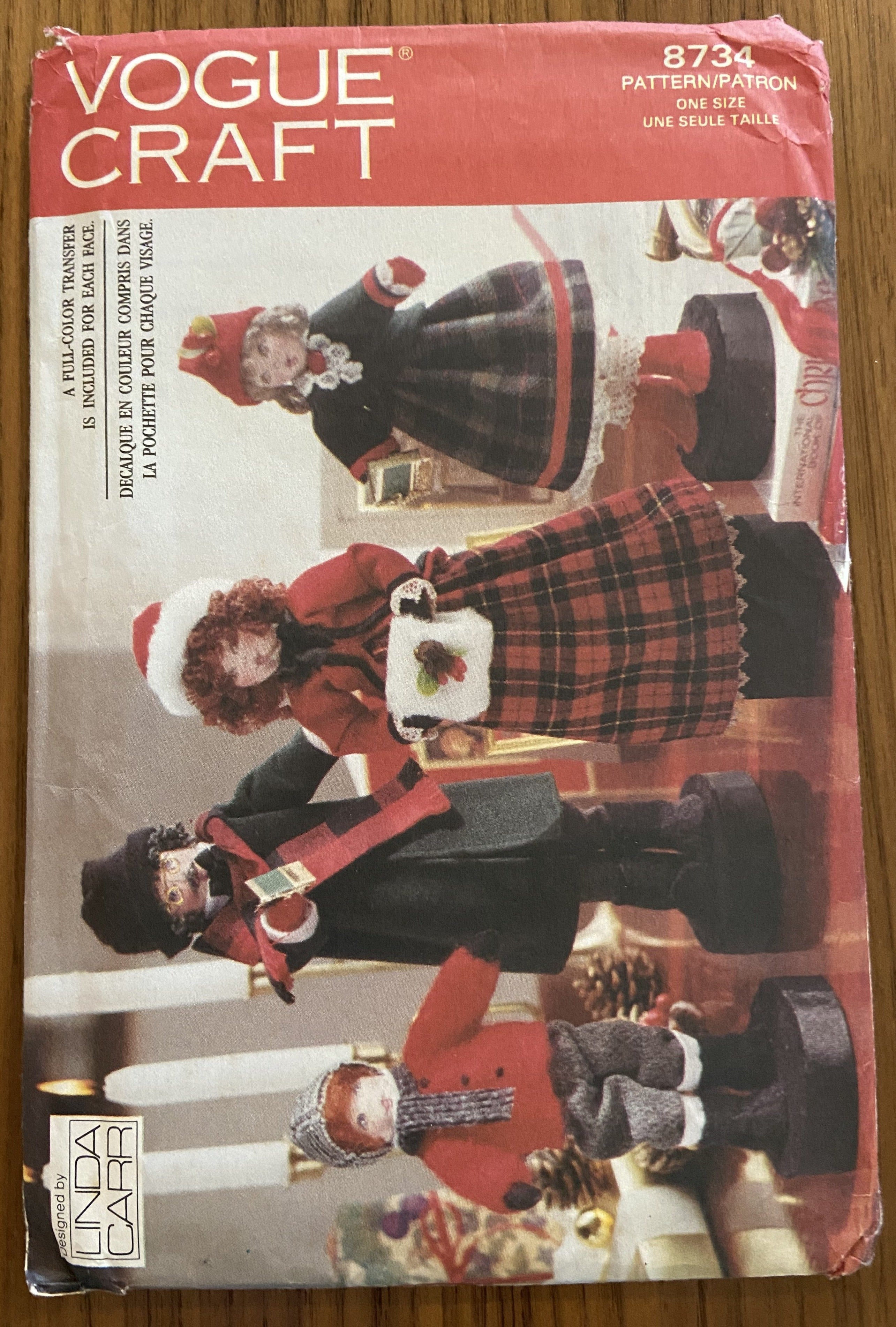 Vogue 8734 vintage 1990s carollers dolls craft pattern