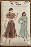 Vogue 9864 vintage 1980s dress pattern bust 31 1/2, 32 1/2, 34 inches