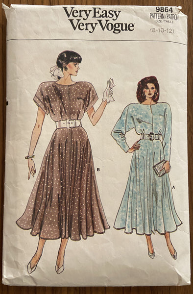 Vogue 9864 vintage 1980s dress pattern bust 31 1/2, 32 1/2, 34 inches
