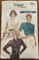 Vogue 7360 Vintage 1980s blouse sewing pattern. Bust 34