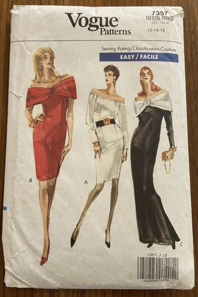 Vogue 7357 vintage 1980s dress pattern bust 34 - 36 - 38 inches