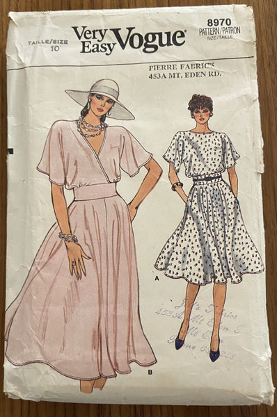 Very easy very vogue 8970 vintage 1980s dress sewing pattern Bust 32 1/2 inches