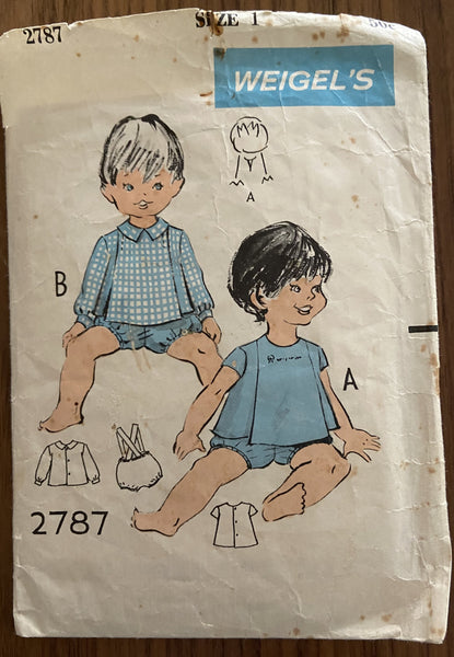 Weigel's 2787 vintage 1960s toddler's shepherd suit sewing pattern. Size 1 year
