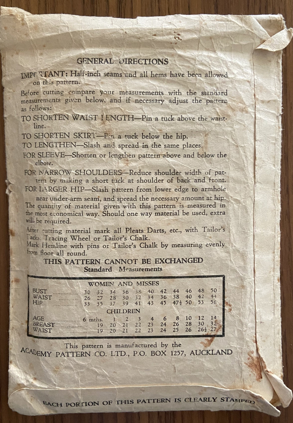 Academy 1677 vintage 1950s child's pajamas sewing pattern 23 inch chest