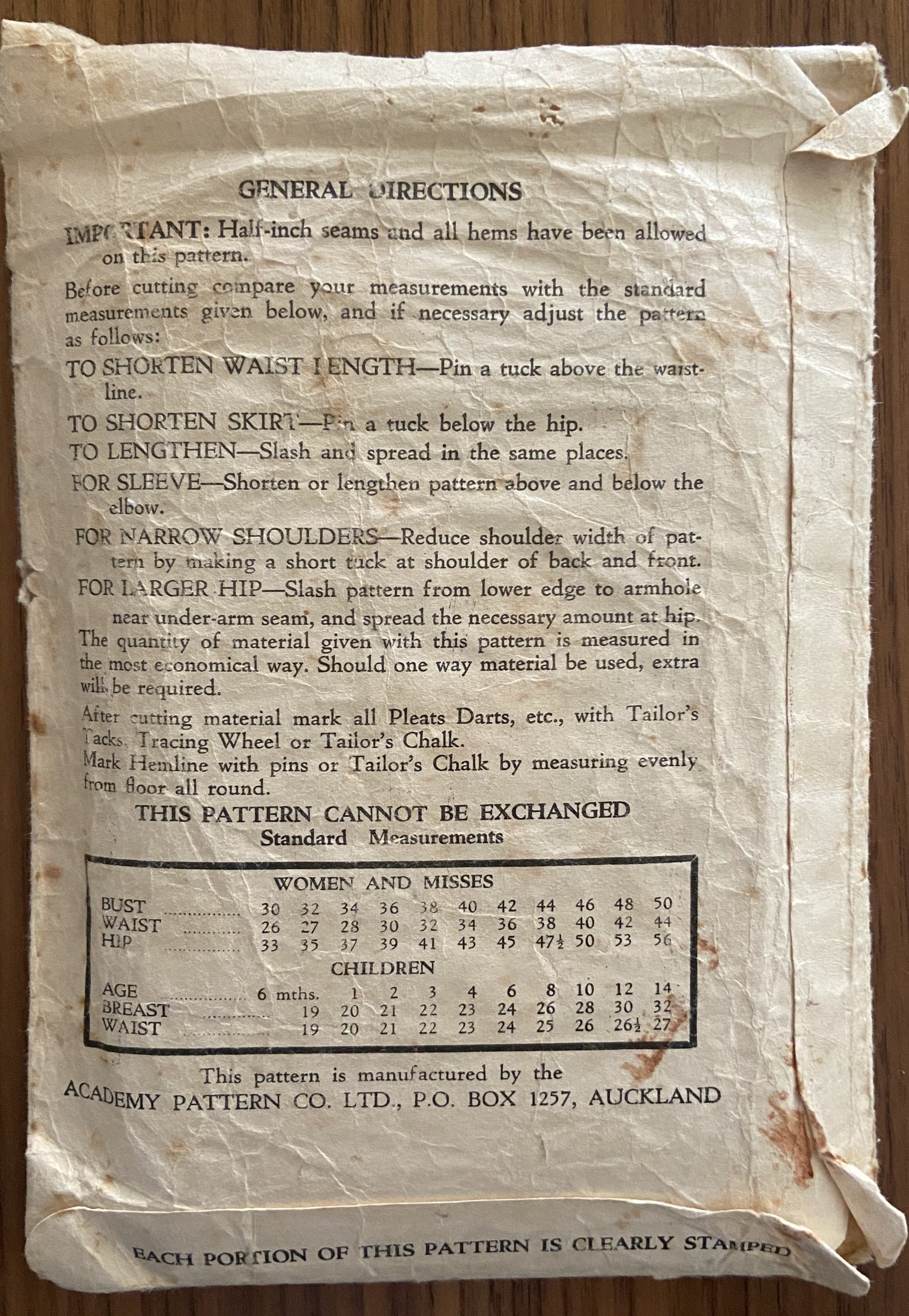 Academy 1677 vintage 1950s child's pajamas sewing pattern 23 inch chest