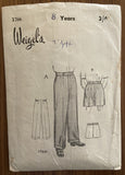 Weigel's 1766 vintage 1950s child's short and long trousers sewing pattern 25 1/2 inch waist