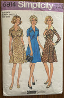 Simplicity 5914 vintage 1970s dress pattern. Bust 37 inches