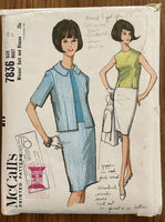 McCall's 7836 vintage 1960s suit and blouse sewing pattern wounded bargain Bust 31 inches