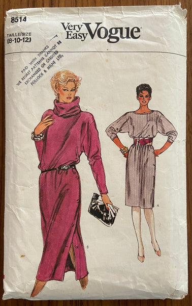 Very easy very vogue 8514 vintage 1980s dress sewing pattern Bust 31 1/2 - 32 1/2 - 34 inches