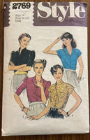 Style 2769 vintage 1980s blouse sewing pattern Bust 36 inches
