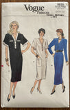 Vogue 9835 vintage 1980s dress sewing pattern Bust 31 1/2, 32 1/2, 34 inches