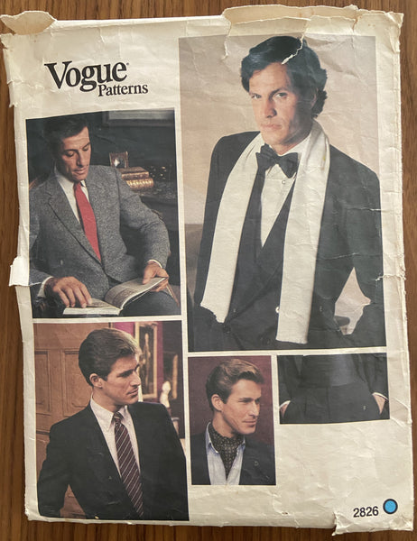 Vogue 2826 vintage 1980s  men's ties, ascot, scarf and cummerbund pattern