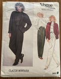 Vogue 2853 vintage 1980s jacket, top and pants sewing pattern. Vogue Paris Original Claude Montana Bust 31 1/2 inches