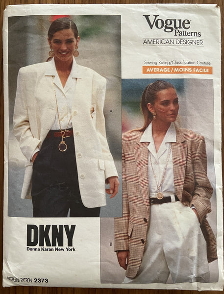 Vogue 2373 DKNY Vogue American Designer 1980s jacket sewing pattern Bust 34, 36 inches
