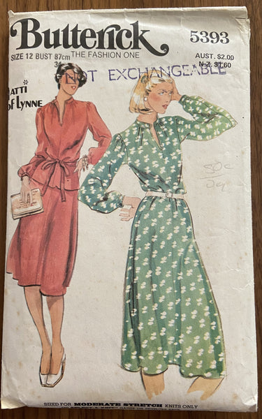 Butterick 5393 vintage 1970s Matti of Lynne skirt and top pattern. Bust 34 inches