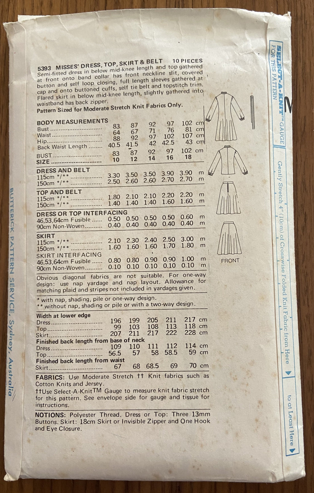 Butterick 5393 vintage 1970s Matti of Lynne skirt and top pattern. Bust 34 inches