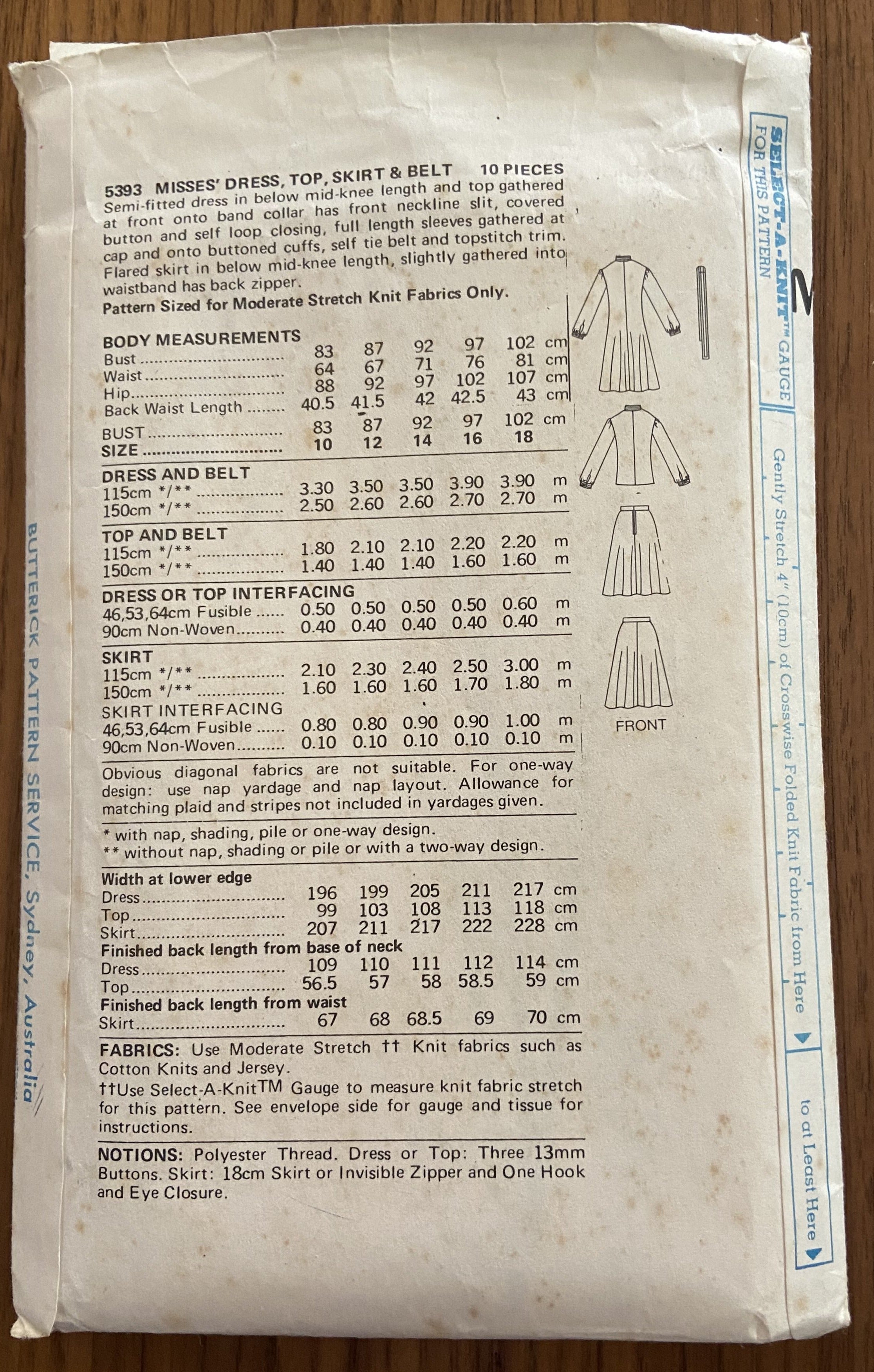 Butterick 5393 vintage 1970s Matti of Lynne skirt and top pattern. Bust 34 inches