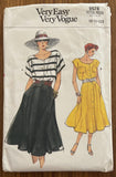 Very easy very vogue 9578 vintage 1980s top and skirt sewing pattern Bust 31 1/2 - 32 1/2 - 34 inches