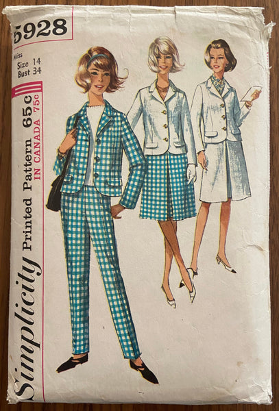 Buy 60s Vintage, Women, Suit, Sewing Pattern, Simplicity 6124, Aline Skirt,  Fitted Jacket, Button Vest, Button Blazer, Size 12, Bust 32 Online in India  - Etsy