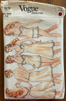 Vogue 8219 vintage 1980s lingerie set sewing pattern. Bust 34 inches