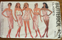 Butterick 5740 vintage 1980s lingerie set sewing pattern. Bust 34, 36, 38 inches