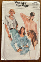 Vogue 9880 vintage 1980s blouse sewing pattern. Bust 31 1/2 - 32 1/2 - 34 inches. Wounded bargain