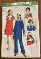 Simplicity 9176 vintage 1970s maternity mini-dress and pants pattern Bust 34 inches