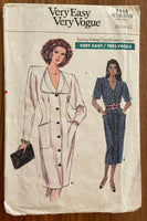 Very easy very vogue 7116 vintage 1980s dress sewing pattern Bust 34, 36, 38 inches