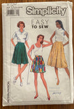 Simplicity 9110 Vintage 1980s culottes sewing pattern