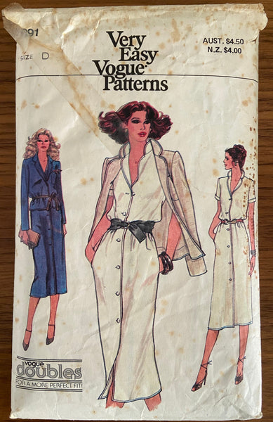 Vogue 7291 vintage 1970s dress and jacket pattern. Bust 92 and 97 cm (36 and 38 inches)