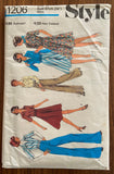 Style 1206 vintage 1970s skirt, top and trousers pattern. Bust 34 inches