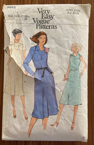 Very easy Vogue 9843 vintage 1970s dress pattern Bust 36 inches. – the  vintage pattern market