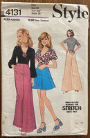 Style 4131 vintage 1970s wrap top skirt and pants pattern. Bust 32 1/2 inches