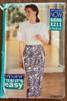 Butterick 6886 vintage 1990s wrap skirt and blouse sewing pattern. Bust 40, 42, 44 inches