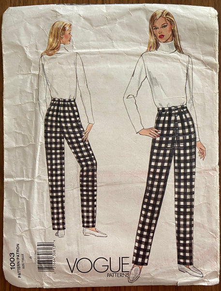 Vogue 1003 vintage 1990s pants fitting shell sewing pattern Waist 23 inches Hip 32 1/2 inches